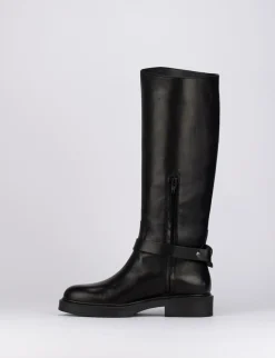 Stivale tacco 2 cm nero pelle