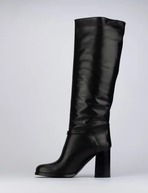 Stivale tacco 8 cm nero pelle