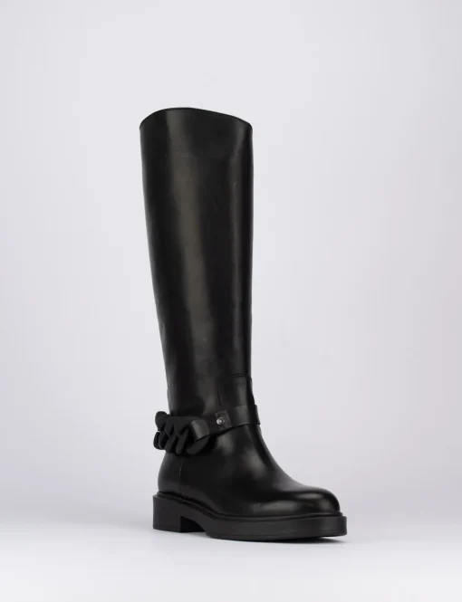 Stivale tacco 2 cm nero pelle