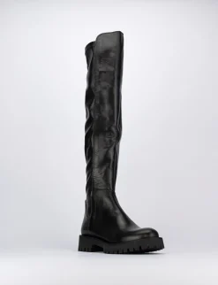 Stivale tacco 1 cm nero pelle