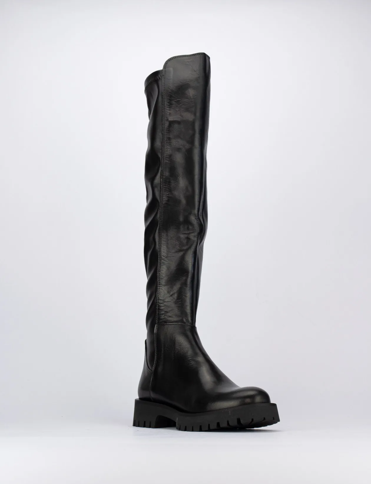 Stivale tacco 1 cm nero pelle