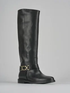 Stivale tacco 2 cm nero pelle