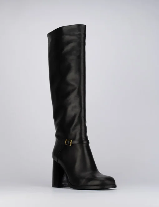 Stivale tacco 8 cm nero pelle