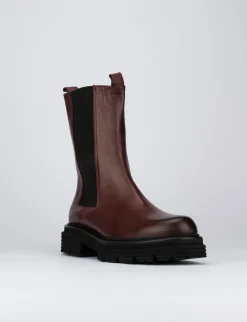 Stivale tronchetto chelsea tacco 2 cm bordo' pelle