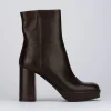 Stivale tronchetto tacco 9 cm testa pelle