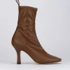 Stivale tronchetto tacco 8 cm marrone pelle