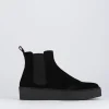 Stivale tronchetto tacco 1 cm nero camoscio
