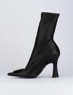 Stivale tronchetto tacco 9 cm nero pelle