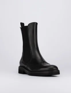 Stivale tronchetto tacco 2 cm nero pelle