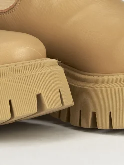 Stivale tronchetto tacco 3 cm beige pelle