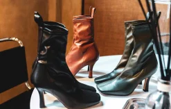 Stivale tronchetto tacco 8 cm marrone pelle