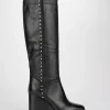 Stivale zeppa 10 cm nero