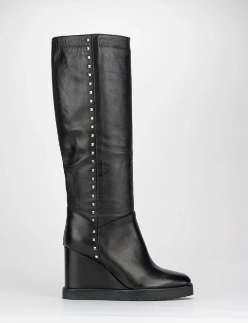 Stivale zeppa 10 cm nero