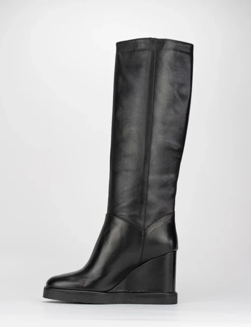 Stivale zeppa 10 cm nero