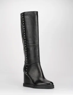 Stivale zeppa 10 cm nero