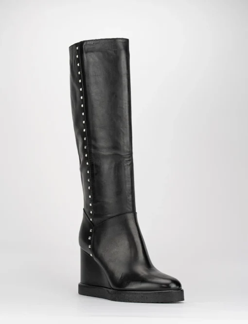 Stivale zeppa 10 cm nero