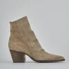 Stivaletti tacco 5cm camoscio marrone