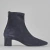 Stivaletti tacco 5cm camoscio blu
