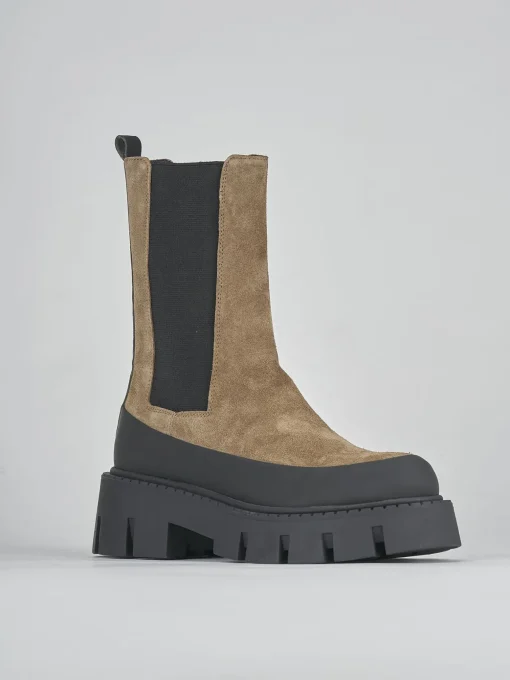 Stivaletti tacco 3cm camoscio beige