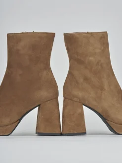 Stivaletti tacco 7cm camoscio marrone