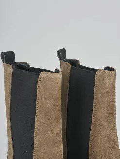 Stivaletti tacco 3cm camoscio beige