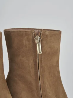 Stivaletti tacco 7cm camoscio marrone