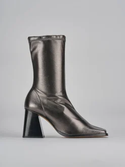 Stivaletti tacco 7cm pelle argento