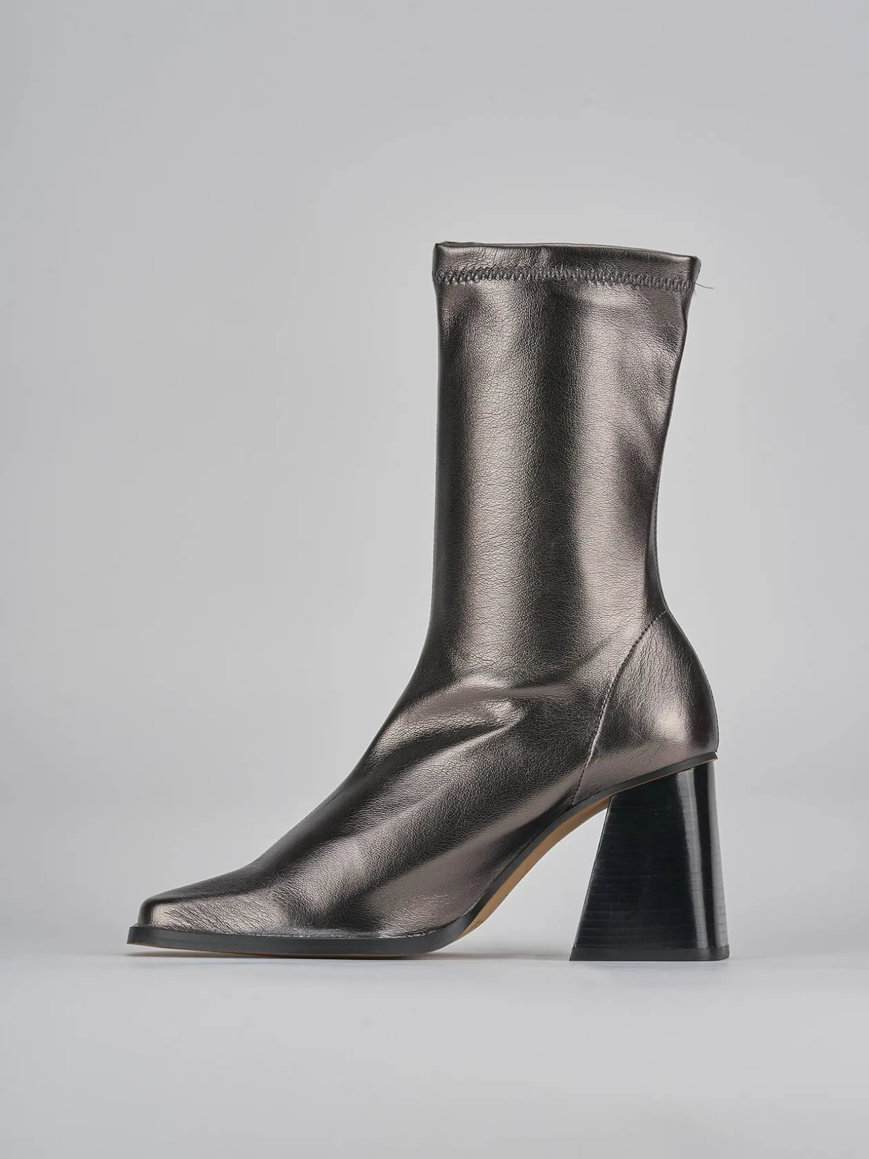 Stivaletti tacco 7cm pelle argento