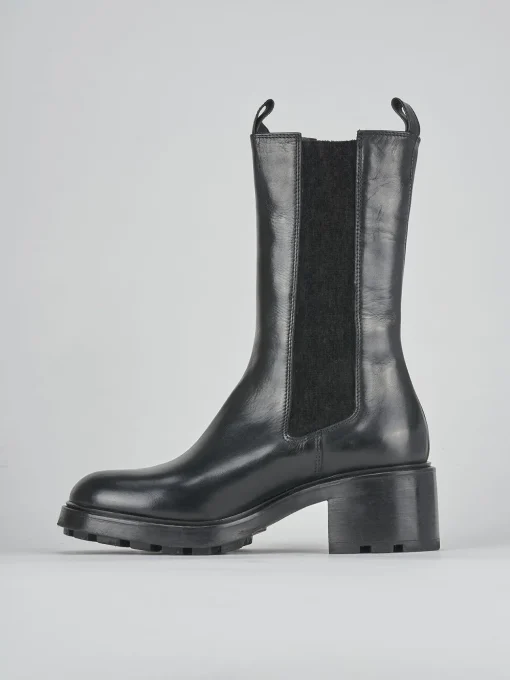 Stivaletti tacco 6cm pelle nero