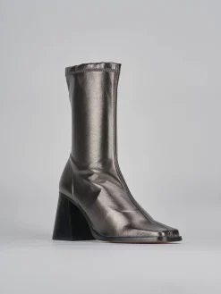 Stivaletti tacco 7cm pelle argento