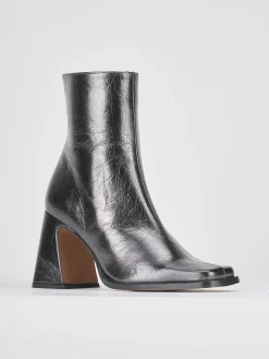 Stivaletti tacco 7cm pelle argento