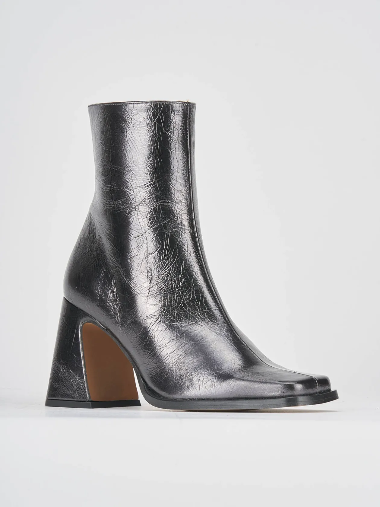 Stivaletti tacco 7cm pelle argento