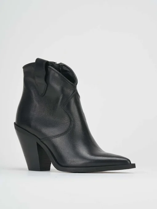 Stivaletti tacco 4cm pelle nero