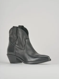 Stivaletti tacco 4cm pelle nero