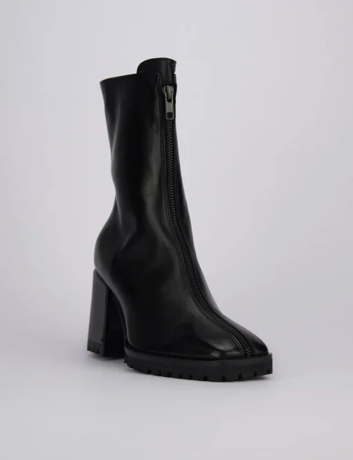 Stivaletti tacco 5cm pelle nero