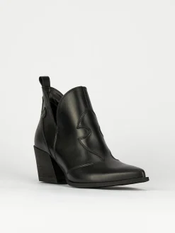 Stivaletti tacco 6cm pelle nero