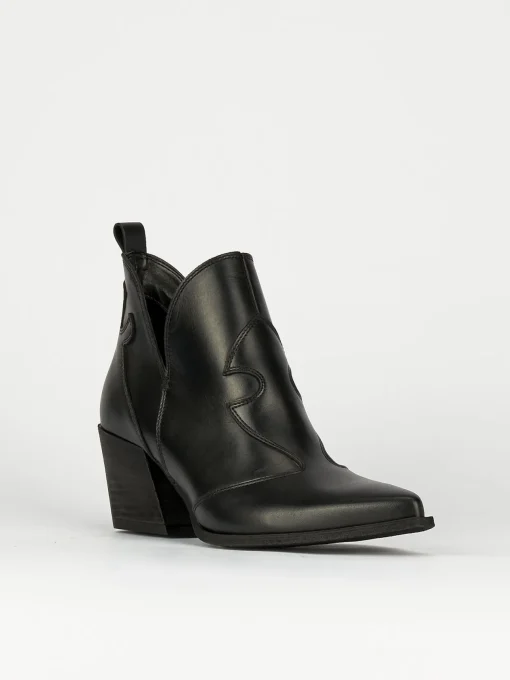 Stivaletti tacco 6cm pelle nero