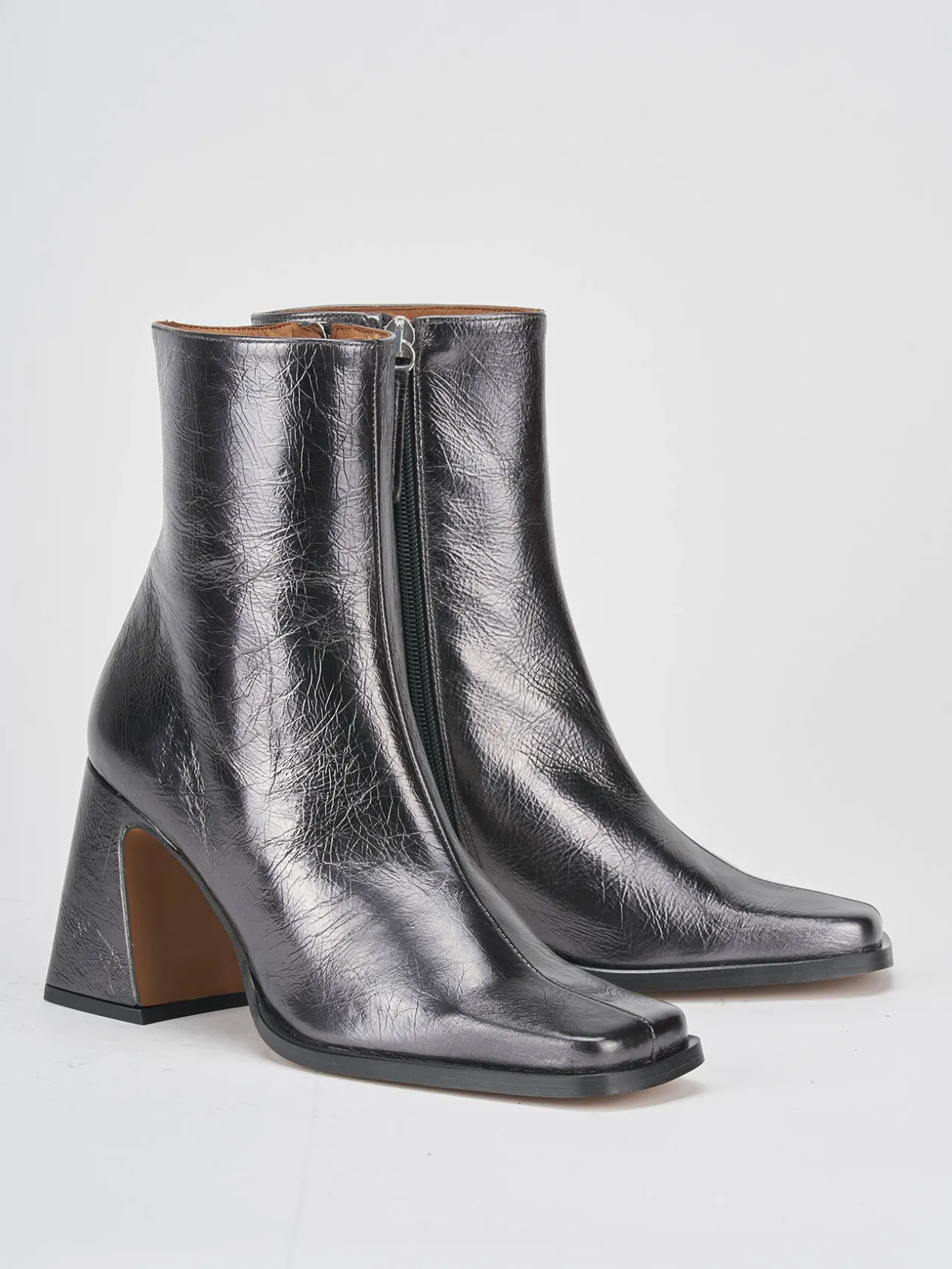 Stivaletti tacco 7cm pelle argento