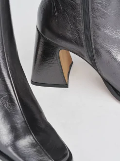 Stivaletti tacco 7cm pelle argento