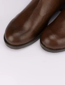 Stivaletti tacco 1cm pelle marrone