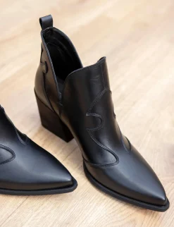 Stivaletti tacco 6cm pelle nero