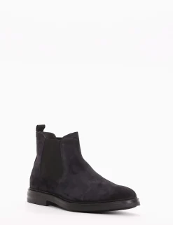 Stivaletto con fondo gomma e soletto in vera pelle blu