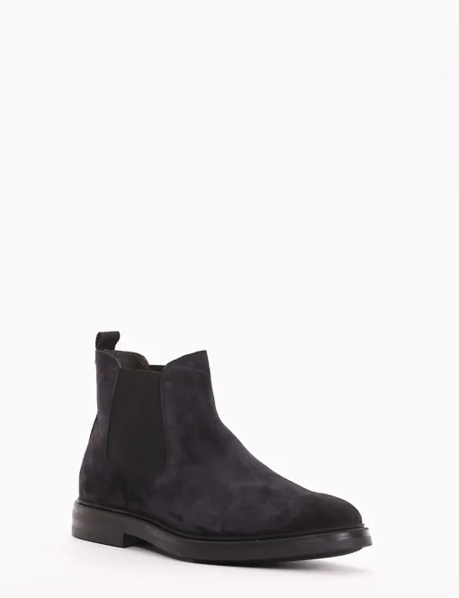 Stivaletto con fondo gomma e soletto in vera pelle blu