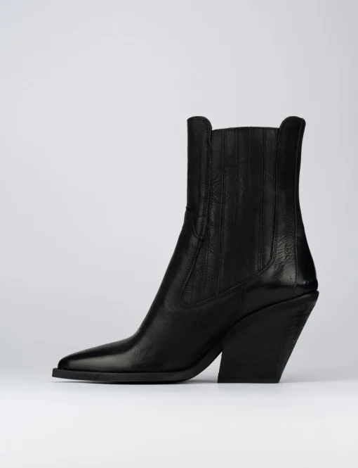 Stivaletto texano tacco 7cm nero pelle