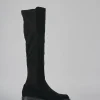 Stivali tacco 2cm camoscio nero