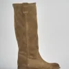 Stivali tacco 1cm camoscio beige