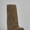 Stivali tacco 2cm camoscio beige