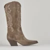 Stivali tacco 8cm camoscio beige