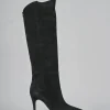Stivali tacco 9cm camoscio nero