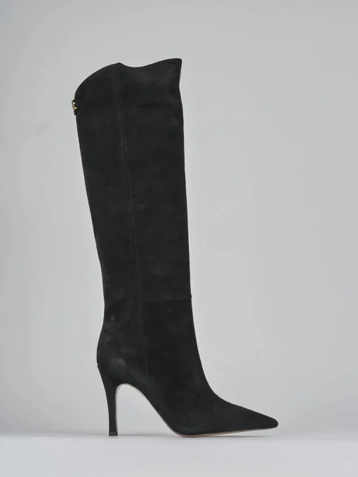 Stivali tacco 9cm camoscio nero